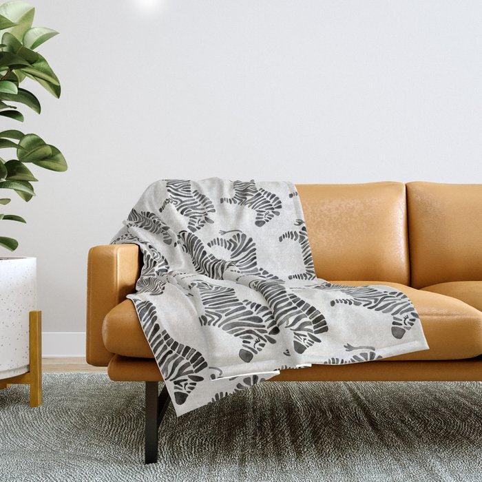 Zebras - Black & White Palette Throw Blanket
