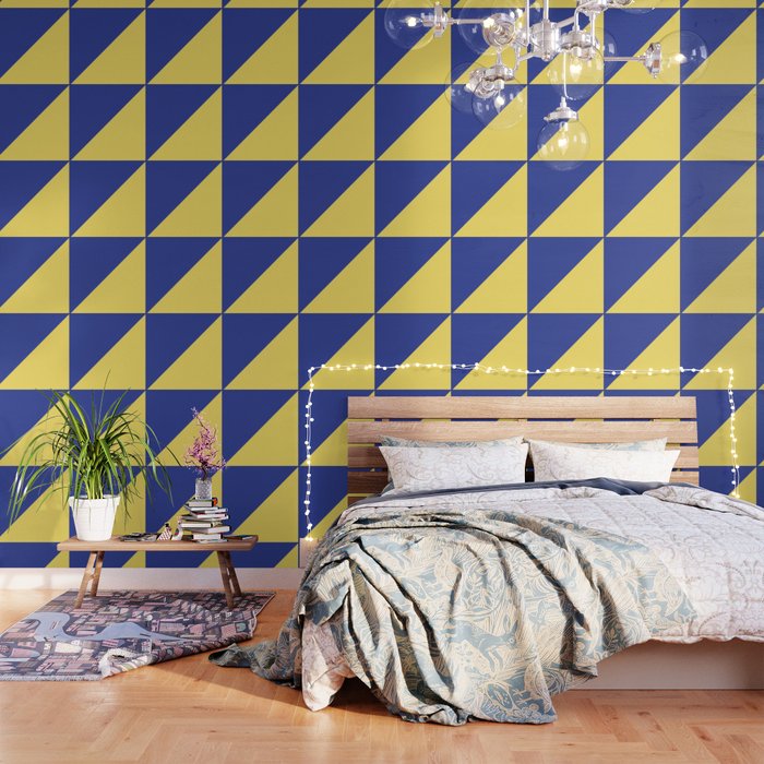 Modern Royal Blue Sunshine Yellow Trendy Color Block Wallpaper