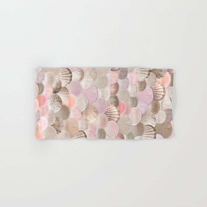 Mermaid Shells - Coral Rosegold Bath Towel