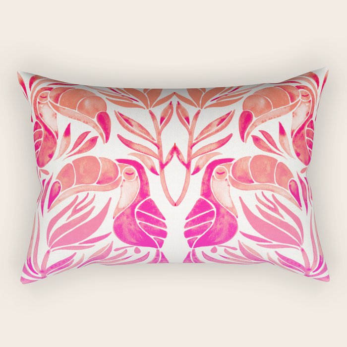 Tropical Toucans - Pink Ombrã© Palette Rectangular Pillow
