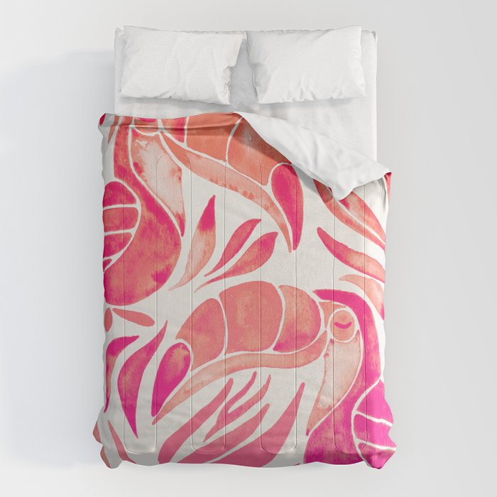 Tropical Toucans - Pink Ombrã© Palette Comforter