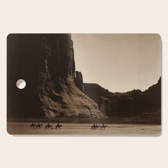 Navajo Riders - Canyon De Chelly - Edward Curtis Photo Print Cutting Board