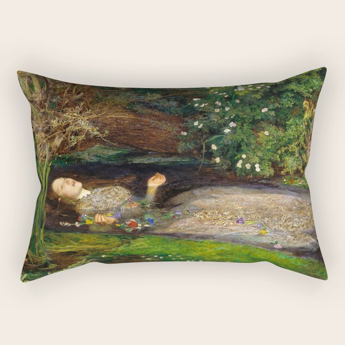 Ophelia Painting By John Everett Millais Rectangular Pillow