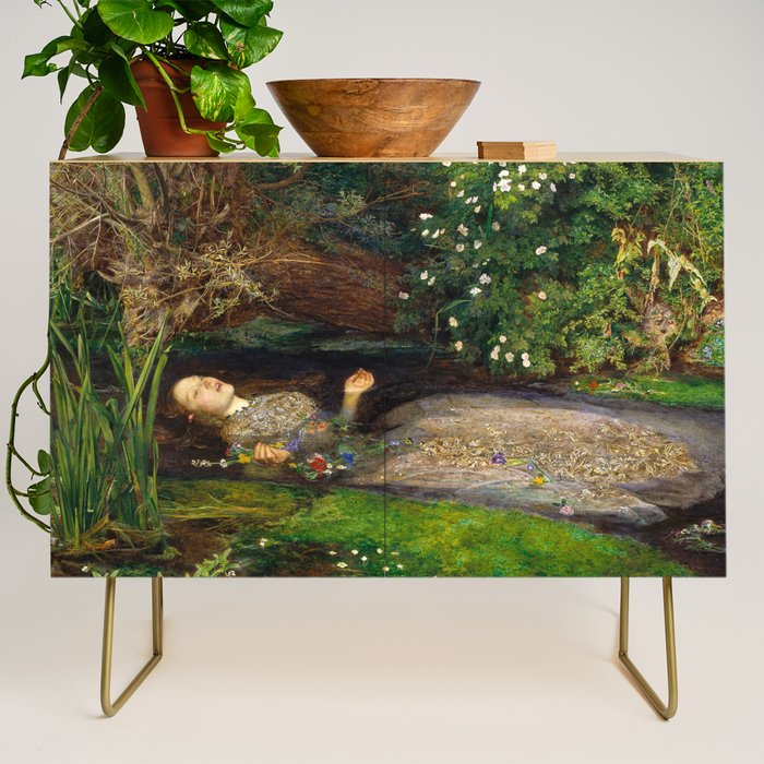 Ophelia Painting By John Everett Millais Credenza