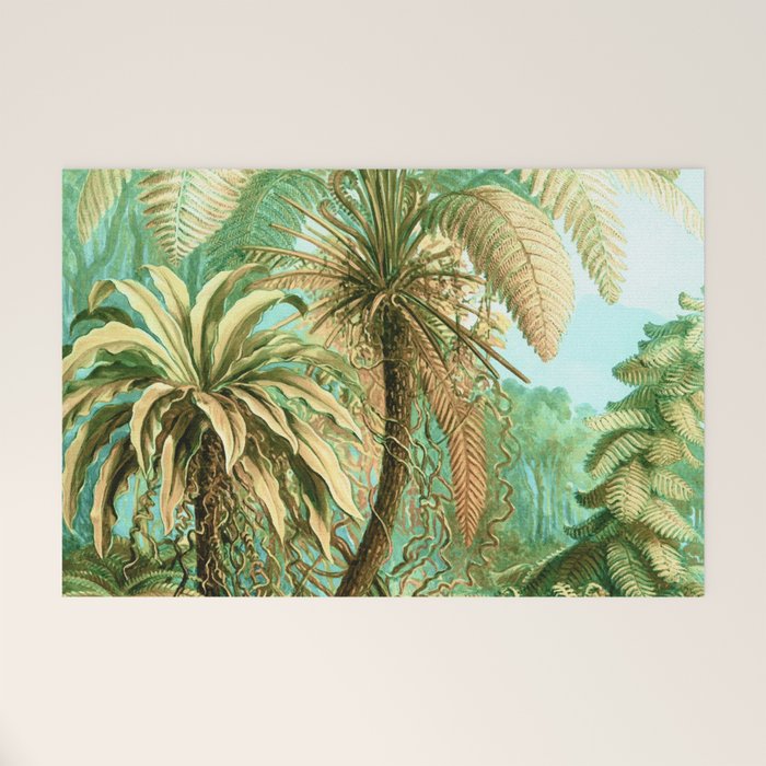Vintage Tropical | Jungle Botanical Nature Banana Tree | Bohemian Plants Trees Forest Welcome Mat