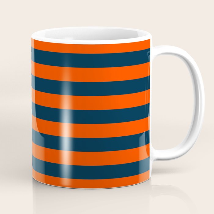 Orange Pop & Navy Blue Tent Stripe Coffee Mug