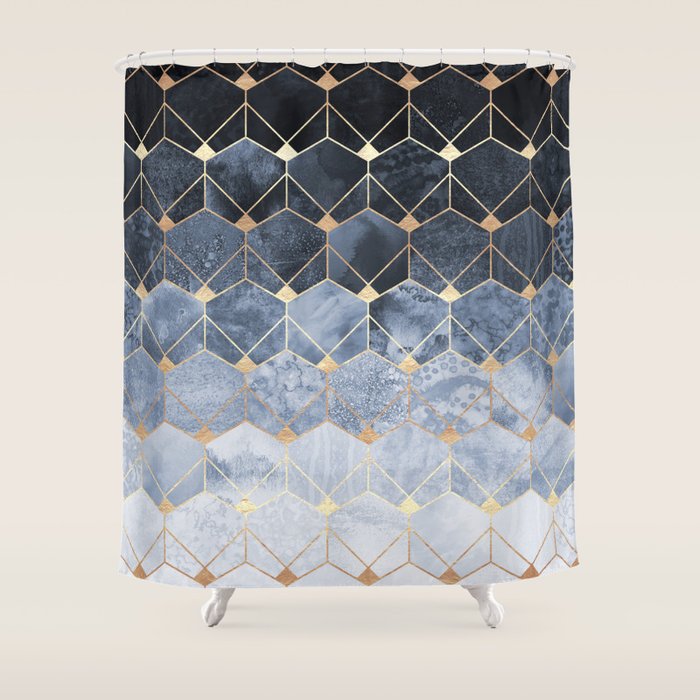 Blue Hexagons And Diamonds Shower Curtain