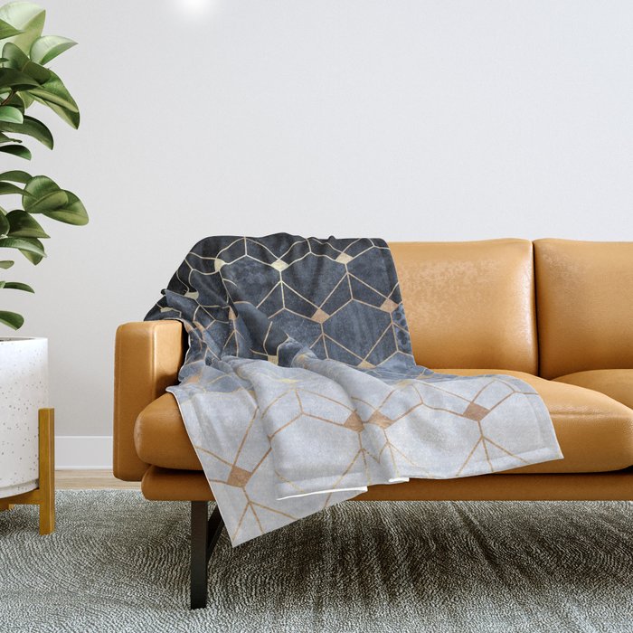 Blue Hexagons And Diamonds Throw Blanket
