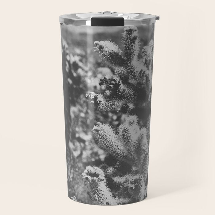 Cholla Cactus Garden (Black + White) Travel Mug