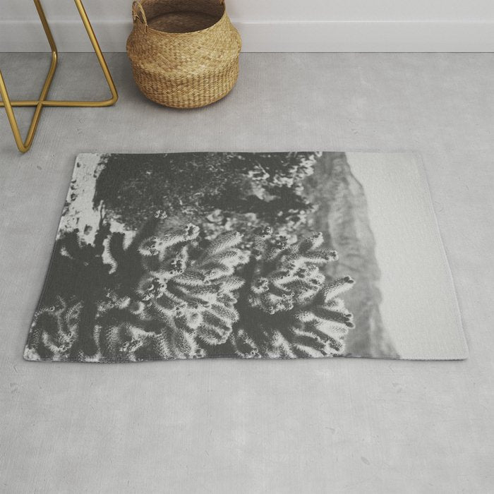 Cholla Cactus Garden (Black + White) Rug