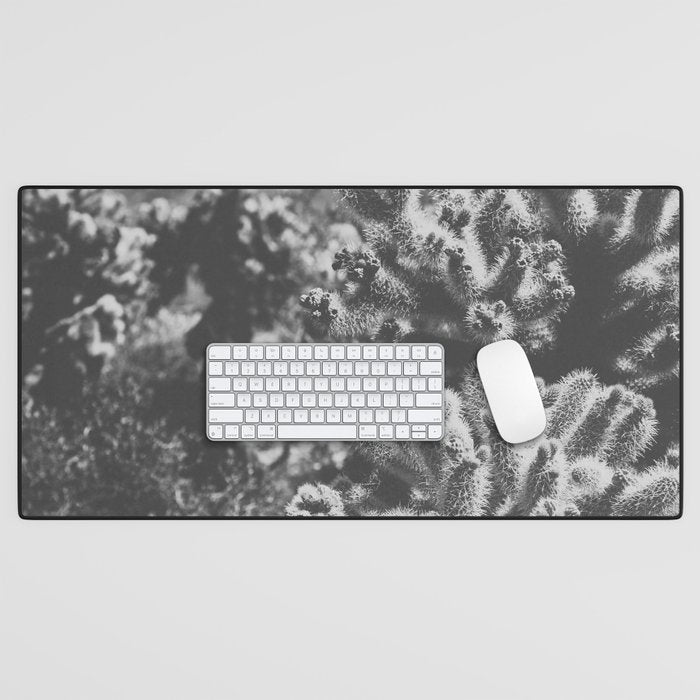 Cholla Cactus Garden (Black + White) Desk Mat