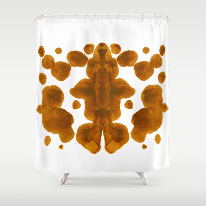 Brown Ocher Inkblot Pattern Shower Curtain