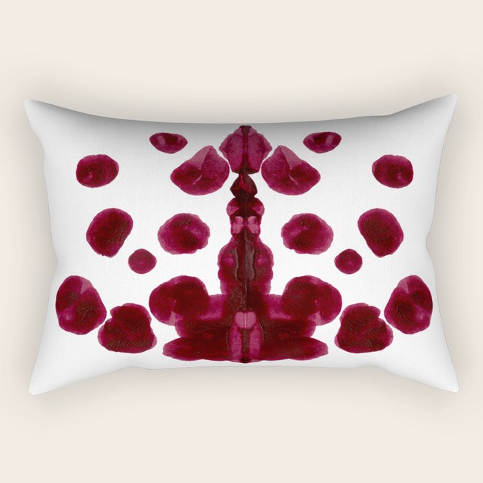 Burgundy Inkblot Pattern Rorschach Test Rectangular Pillow