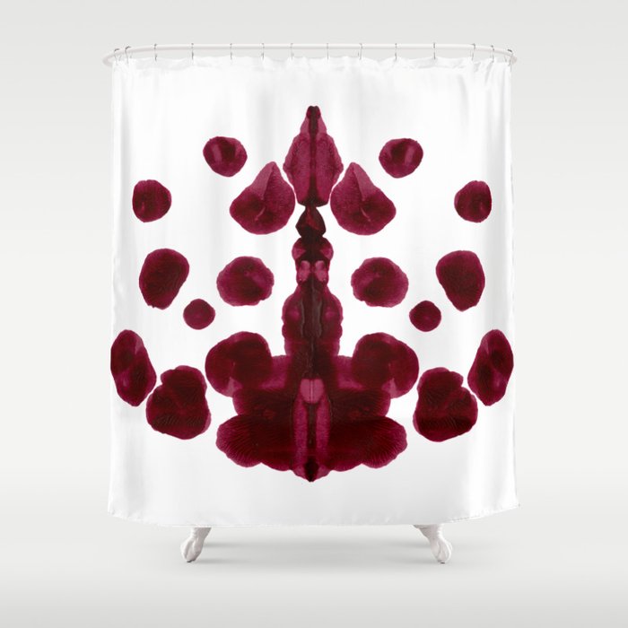 Burgundy Inkblot Pattern Rorschach Test Shower Curtain
