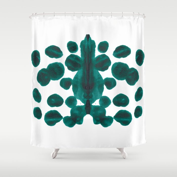 Teal Green Bubble Pattern Inkblot Rorschach Test Shower Curtain