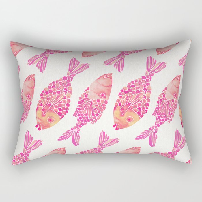 Indonesian Fish Duo - Pink Palette Rectangular Pillow