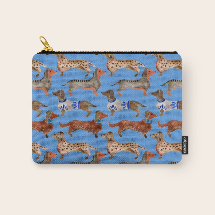 Dachshunds - Cornflower Blue Palette Carry All Pouch