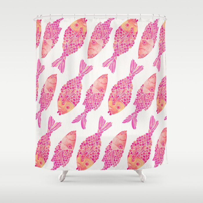 Indonesian Fish Duo - Pink Palette Shower Curtain