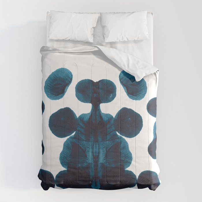 Dark Turquoise Blue Ink Blot Pattern Comforter