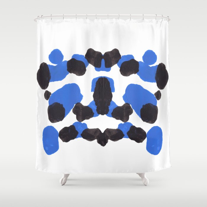 Baby Blue Inkblot Pattern Shower Curtain