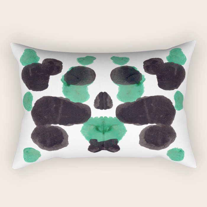 Green & Black Ink Blot Diagram Rectangular Pillow