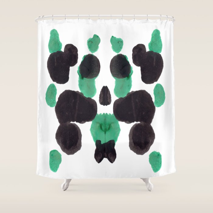 Green & Black Ink Blot Diagram Shower Curtain