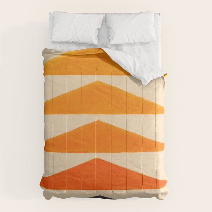 Vintage Scandinavian Orange Geometric Triangle Pattern Comforter