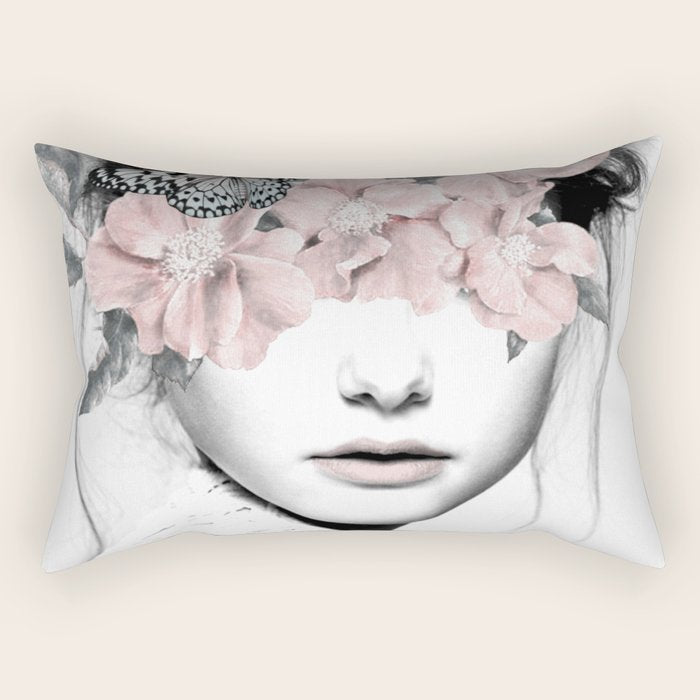Woman With Flowers 10 Rectangular Pillow