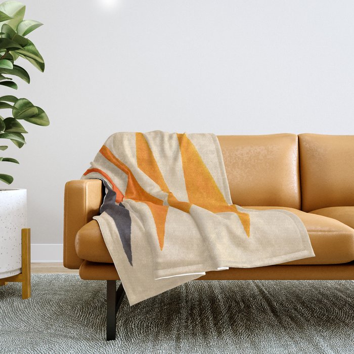Vintage Scandinavian Orange Geometric Triangle Pattern Throw Blanket