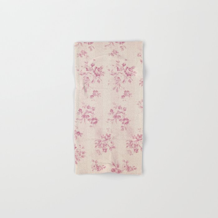 Elegant Blush Pink White Rustic Floral Vintage Stripes Bath Towel