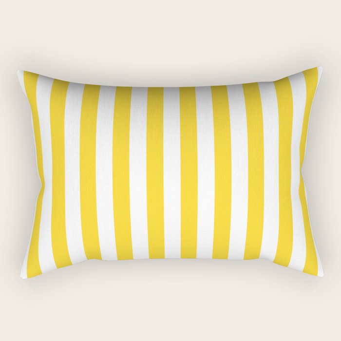 Large Taxi Yellow And White Cabana Stripe Rectangular Pillow