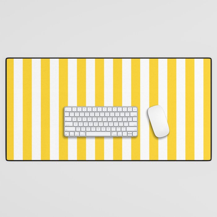 Large Taxi Yellow And White Cabana Stripe Desk Mat