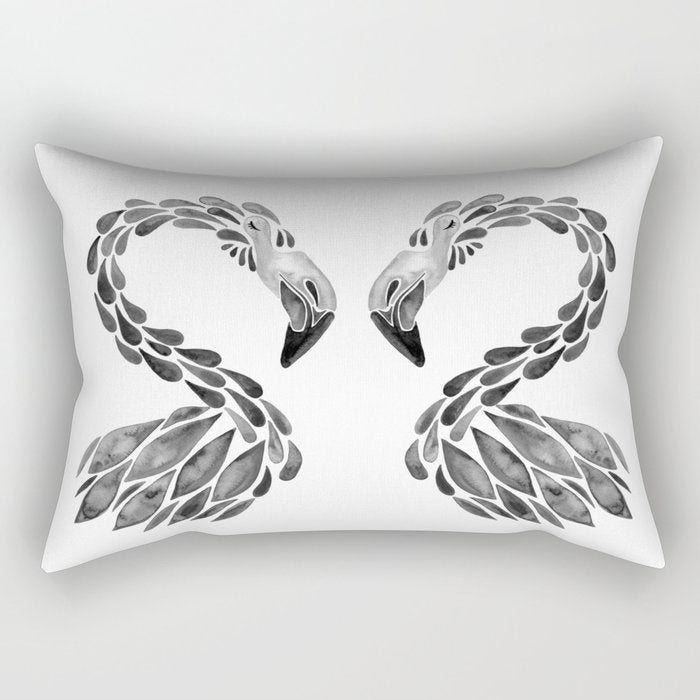 Miami Flamingo - Black Ink Rectangular Pillow