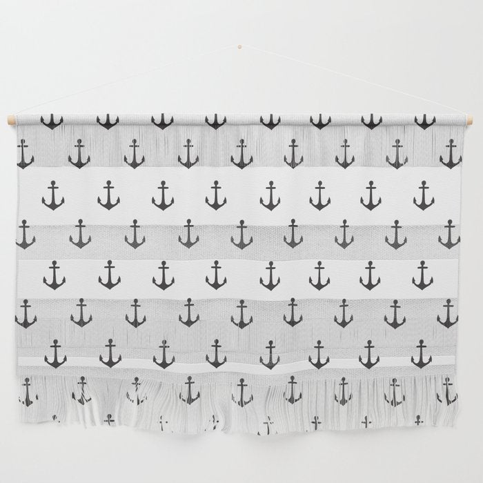 Simple Black White Modern Nautical Anchor Wall Hanging