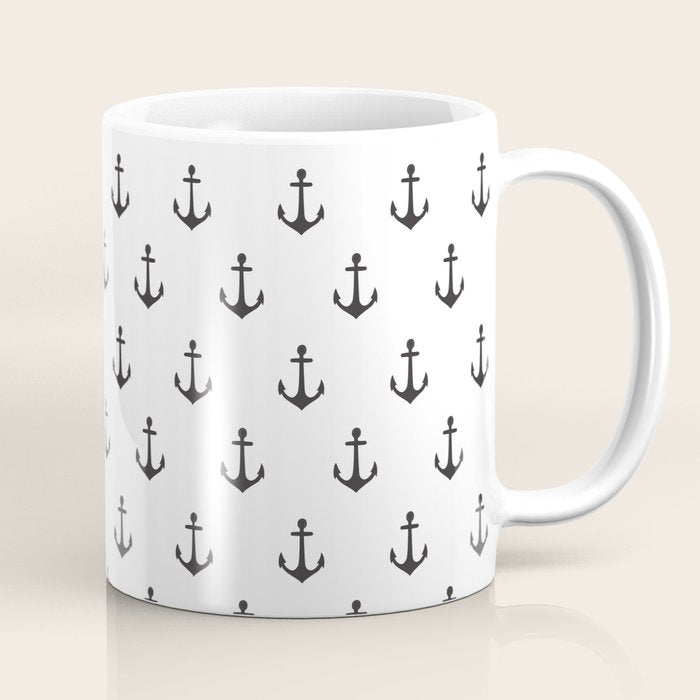 Simple Black White Modern Nautical Anchor Coffee Mug