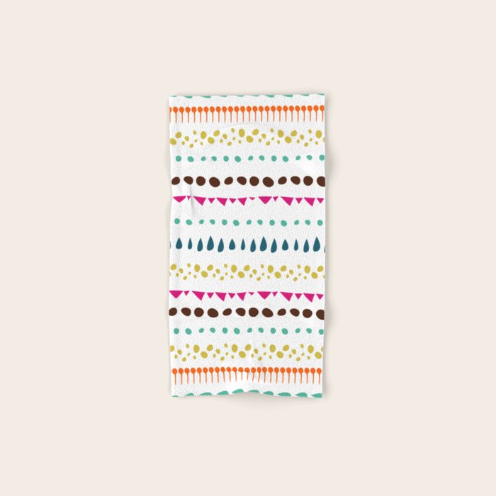 Modern Colorful Pink Orange Polka Dots Stripes Patterns Bath Towel