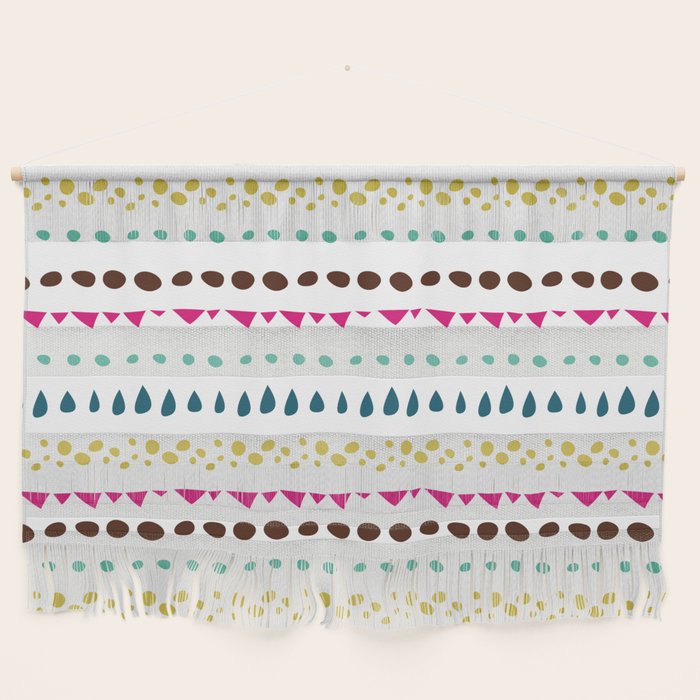 Modern Colorful Pink Orange Polka Dots Stripes Patterns Wall Hanging
