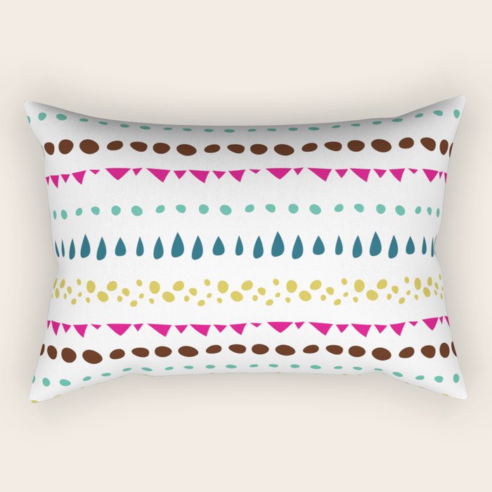 Modern Colorful Pink Orange Polka Dots Stripes Patterns Rectangular Pillow