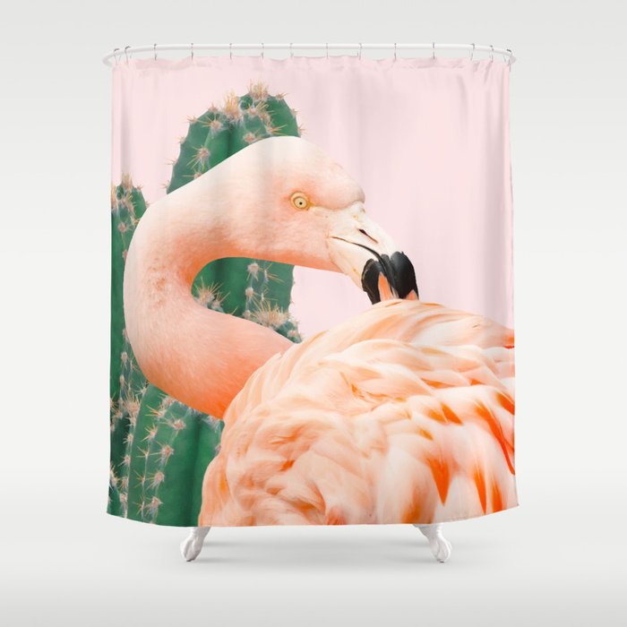 Flamingo & Cactus #Homestorie #Decor #Buyart Shower Curtain
