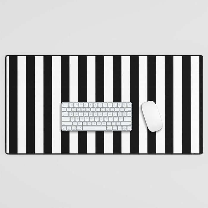 Black And White Vertical Stripes Classic Cabana Stripe Desk Mat
