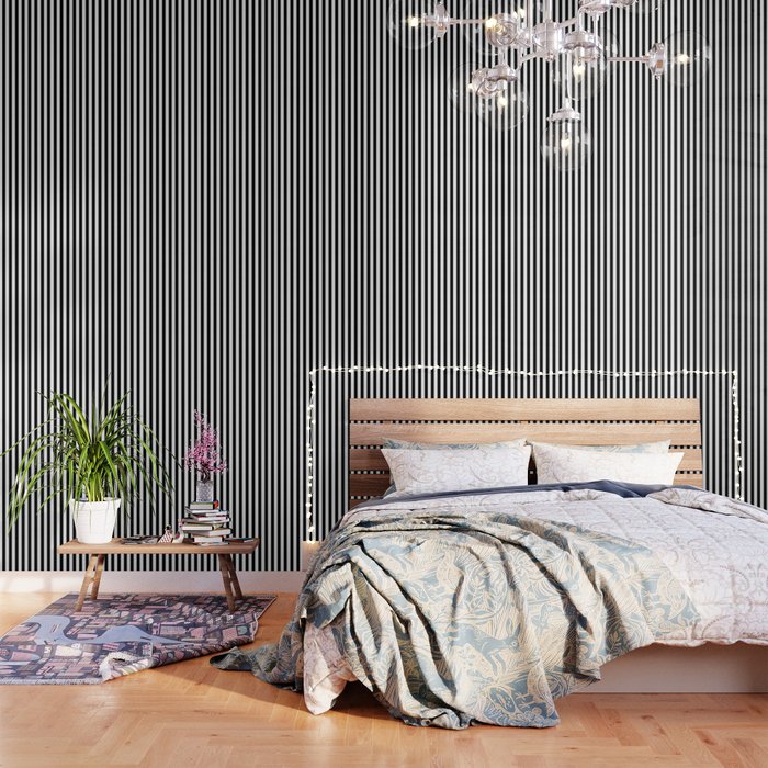Black And White Vertical Stripes Classic Cabana Stripe Wallpaper