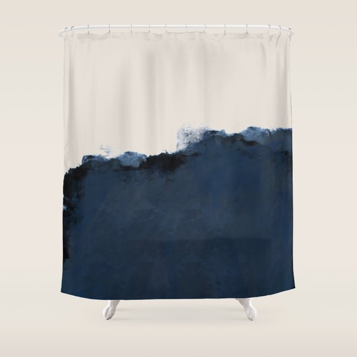 Abstract, Blue, Beige, Indigo Shower Curtain
