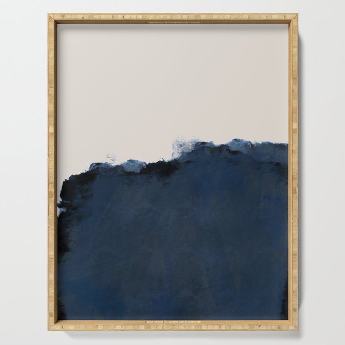 Abstract, Blue, Beige, Indigo Serving Tray
