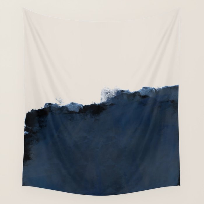 Abstract, Blue, Beige, Indigo Wall Tapestry