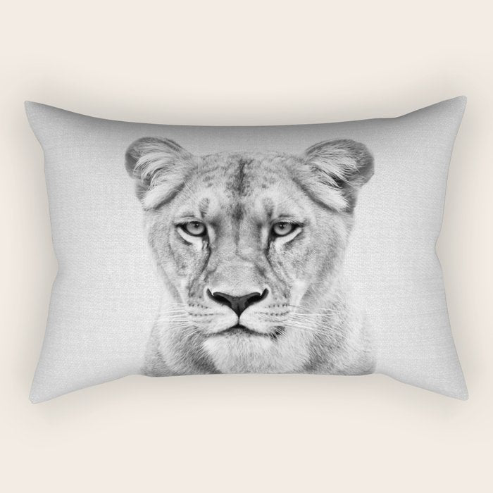 Lioness - Black & White Rectangular Pillow