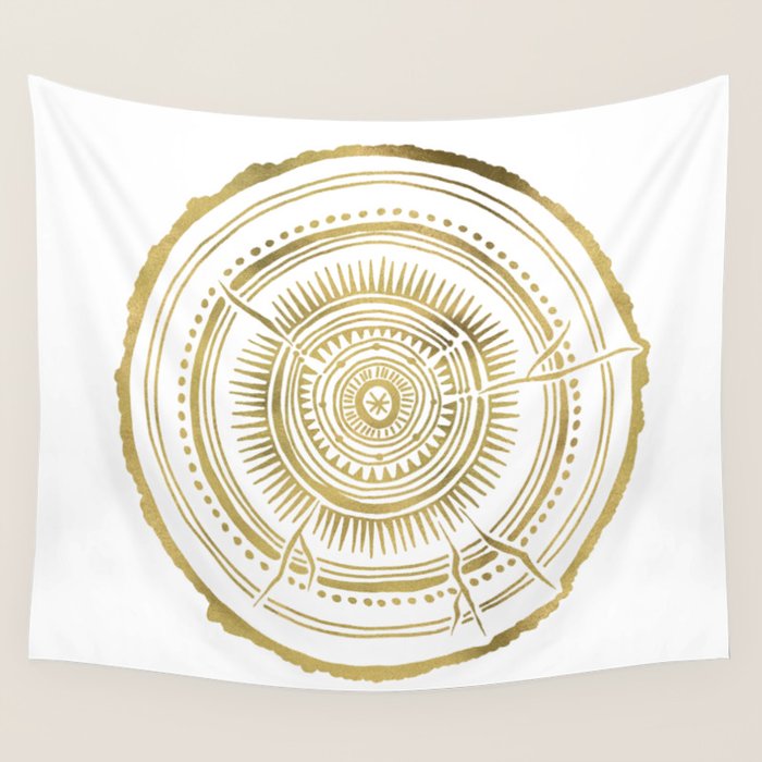 Quaking Aspen - Gold Tree Rings Wall Tapestry