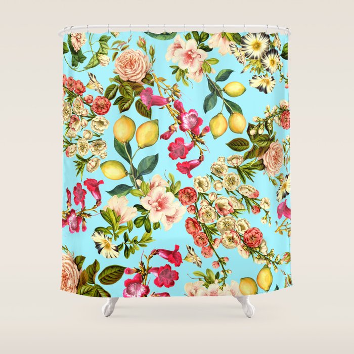Lemon And Leaf Pattern Iv Shower Curtain