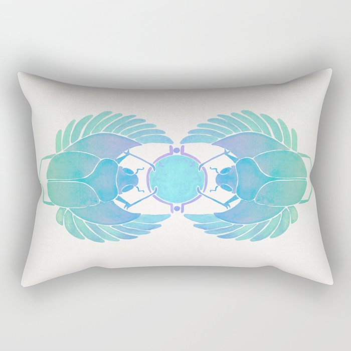 Egyptian Scarab - Turquoise Ombrã© Rectangular Pillow