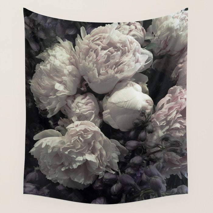 Peonies Pale Pink And White Floral Bunch Wall Tapestry