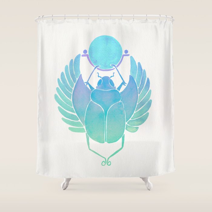 Egyptian Scarab - Turquoise Ombrã© Shower Curtain